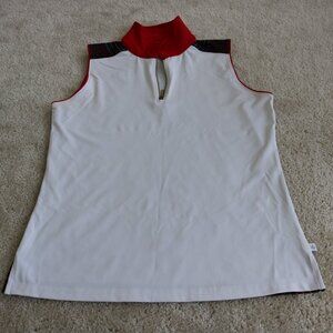 Lady Hagen Red and White Sleeveless Top